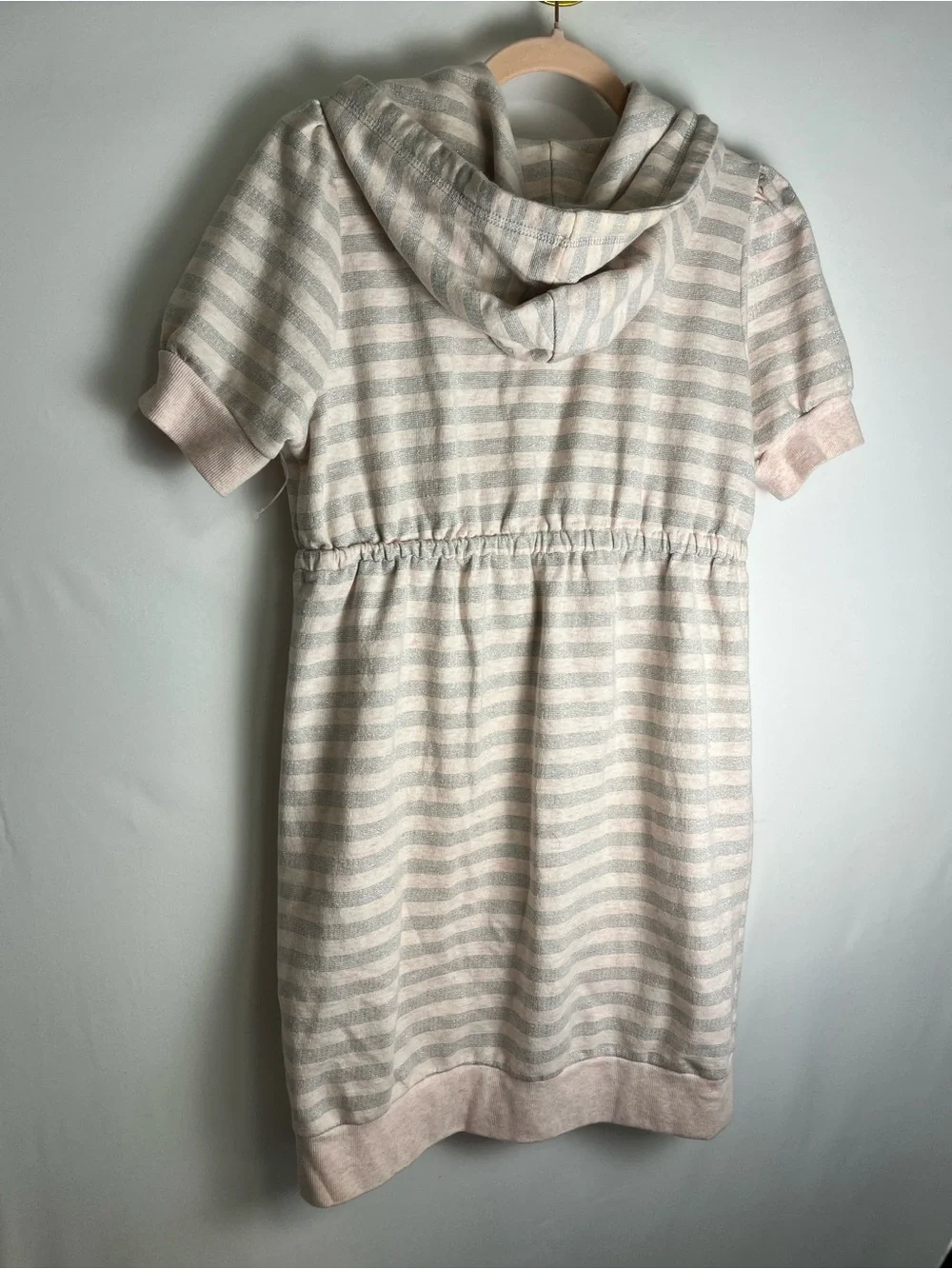 NWT Juicy Couture Pink and Gray Striped Hooded Mini  Dress